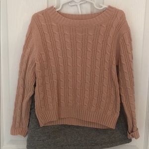 Toddler Uniqlo sweater and fleece lined skirt.